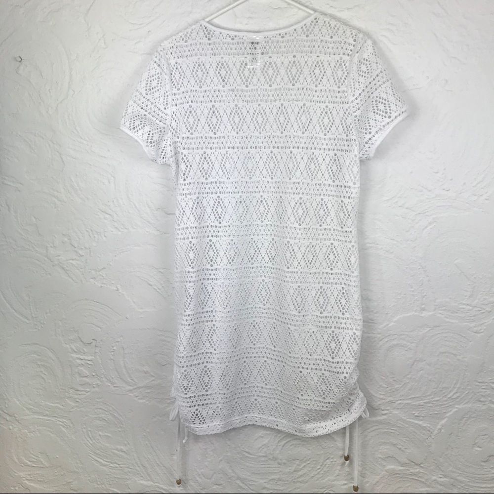 Whereabouts crisp white open weave beach coverup-S - Picture 3 of 6